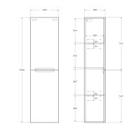 Шкаф подвесной, с двумя распашными дверцами с доводчиками, две полки внутри, левосторонний ETNA-1500-2A-SC-RN-P-L BelBagno
