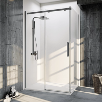 Душевой угол раздвижной прямоугольный RV070GR-16080-01-C4 1600х800х1950 Цвет профиля Брашированный графит Стекло Прозрачное Veconi