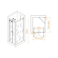 Душевой уголок RGW PA-144B (PA-104B + Z-050-2B + O-204B) прямоугольный   60* 80*195 060814468-14 профиль Чёрный стекло Прозрачное 6 мм RGW