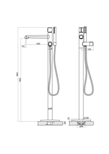 Напольный смеситель для ванны, золото UNO-FMT-ORO BelBagno